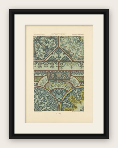 17th–18th Century Ceiling Decoration, Rococo and Baroque Panel Motifs, ca.1869, shown framed