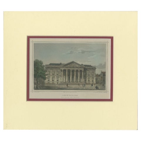Antique Print of the Palace of Justice in Leeuwarden by Terwen, 1858