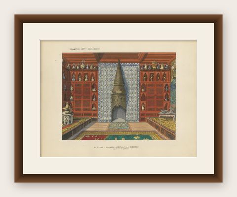 Ottoman Interior with Monumental Iznik Fireplace, ca.1900, shown framed
