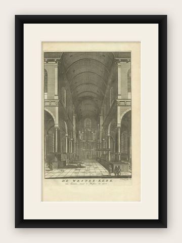 Antique Print of the Interior of the 'Westerkerk' by Goeree, 1760, shown framed