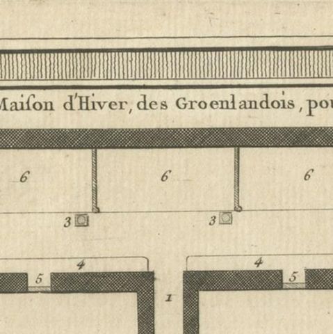 Antique Print of a Winter House in Greenland, 1768, close-up 2