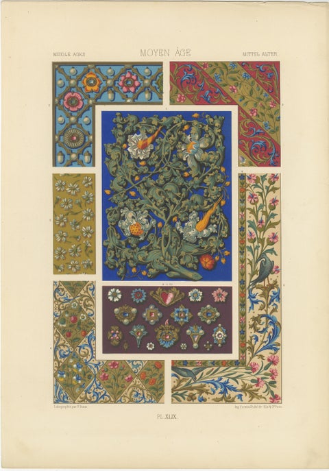 Three Medieval & Renaissance Ornament Plates by Albert Racinet, 1873, view 3
