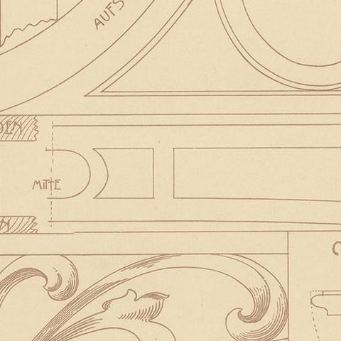 Pl 73 Antique Print of Furniture Details by Kramer, 'circa 1910', close-up 2