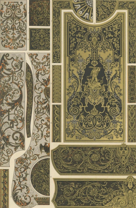 17th–18th Century French Decorative Panels, Gilded Scrollwork and Inlay, c.1869, close-up 6