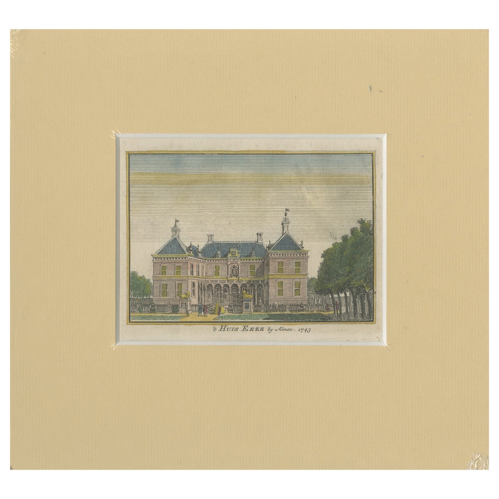 Old Print of the Former Castle 'De Ehze', near Almen in The Netherlands, c.1750