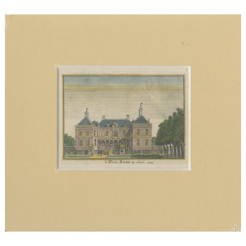 Old Print of the Former Castle 'De Ehze', near Almen in The Netherlands, c.1750