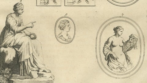 Large Classical Relief Engraving with Female Figures, Montfaucon, London 1721, close-up 5