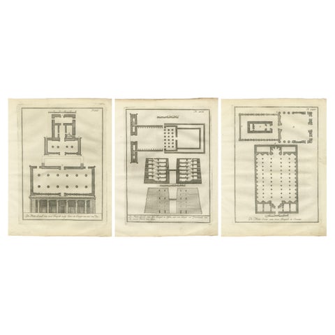 Ancient Egyptian Temple Plans, Edfu, Erment, Esna & Thebes, c.1776 Engravings