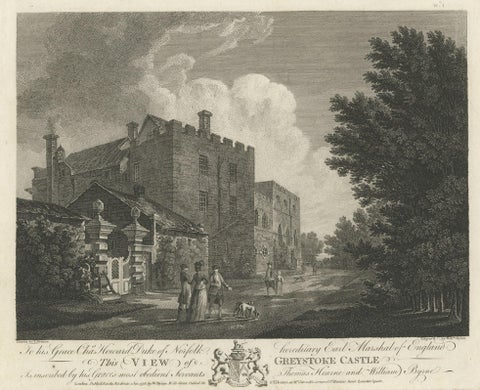 Engraving of Greystoke Castle, Penrith in the County of Cumbria, England, 1778, close-up 1