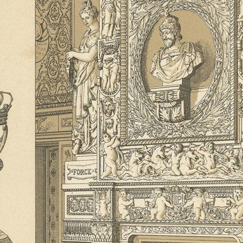 Pl. 68 Antique Print of French Decorative Objects by Racinet, circa 1880, close-up 2
