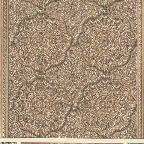 Pl. 40 Antique Print of Byzantine Architectural Motifs by Racinet, circa 1890, close-up 1