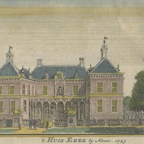 Old Print of the Former Castle 'De Ehze', near Almen in The Netherlands, c.1750, close-up 2