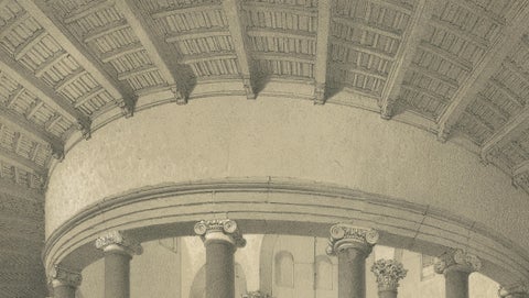 Interior of Santo Stefano Rotondo, Rome, Benoist 1869 Lithograph, close-up 6