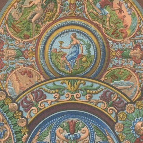 Pl. 67 Antique Print of Renaissance Ornaments by Racinet, circa 1890, close-up 1