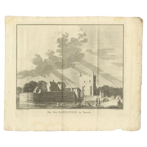 Antique Print of Castle Batestein in Vianen, the Netherlands
