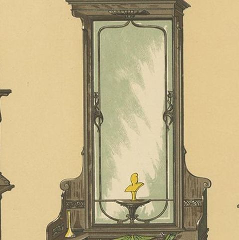 Pl. 25 Antique Print of Salon Furniture by Kramer, circa 1910, close-up 2