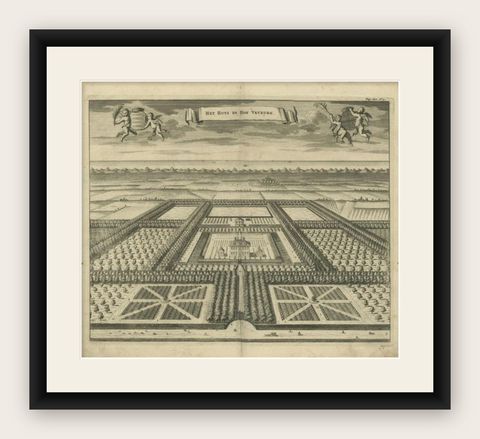 Antique Print of the West-Souburg Estate by Smallegange, 1696, shown framed