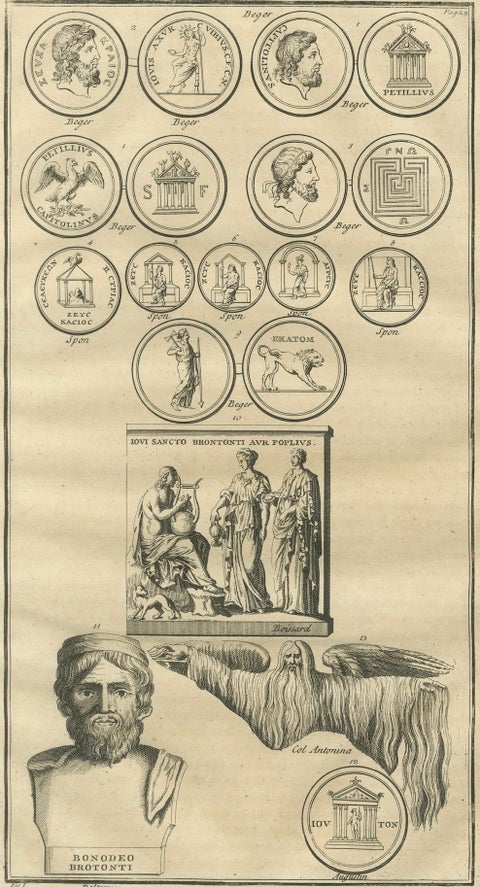 Jupiter Cults and Roman Coins, Composite Classical Engraving, Montfaucon 1721, close-up 4