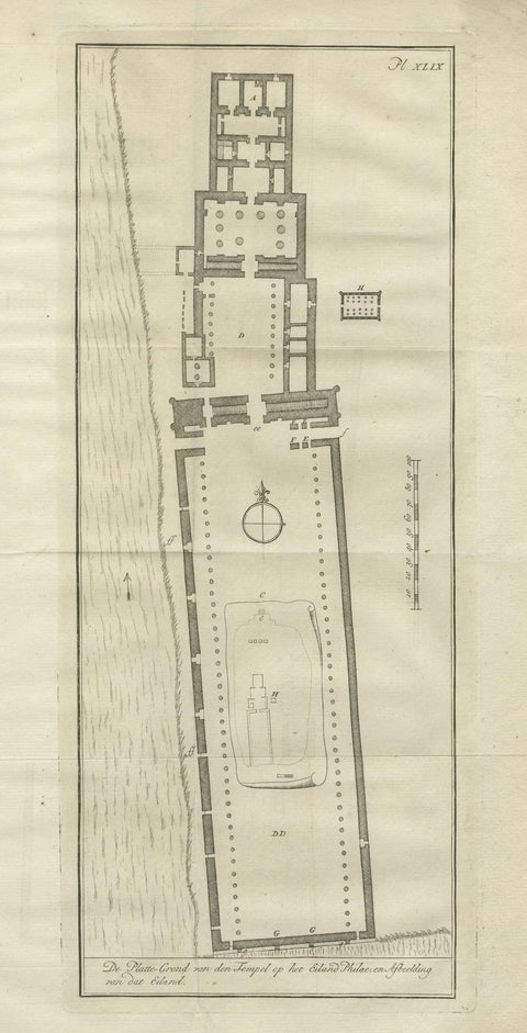 Temple of Philae on the Island of Isis, Ancient Egyptian Plan, c.1710, close-up 6