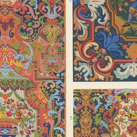 Decorative Antique Print of XVIIth Century Ornaments by Racinet (c.1890), close-up 1
