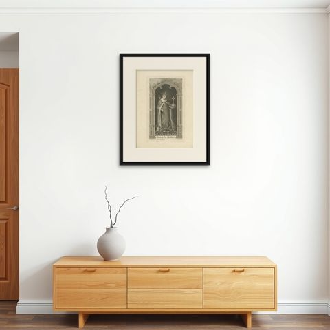 Antique Print of Henry VI after a Window at All Souls College '1773', shown framed on a wall, true to size