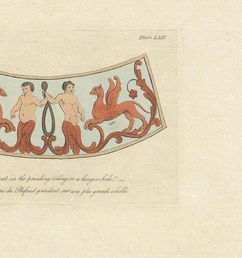 Antique Print of the Ceiling Decoration of a Roman Bath by Cameron '1772', view 4