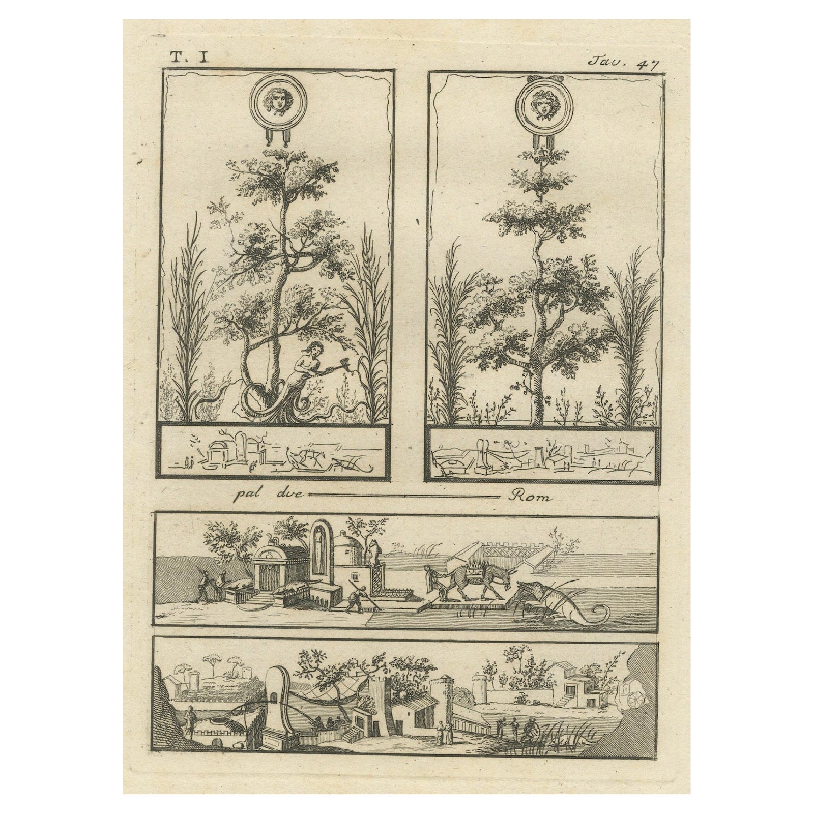 Roman Decorative Motifs and Architectural Scenes by Tommaso Piroli, 1789