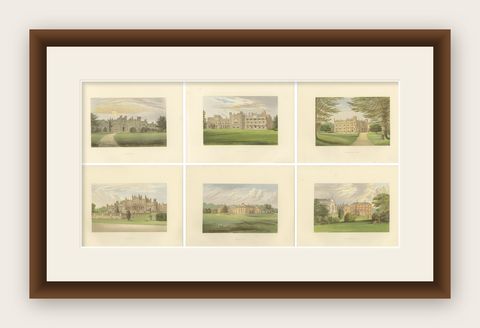 Victorian Country House Lithographs– Garnstone, Knowsley, Eaton, Holme Lacy 1850, shown framed