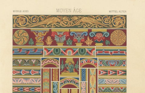 Middle Ages Decorative Ornament, Rich Romanesque Borders & Motifs, c.1869, close-up 3