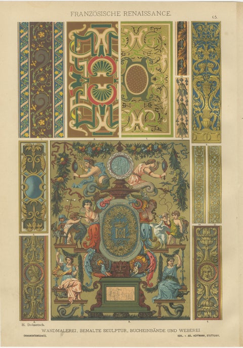 Set of 4 French Renaissance Prints by H. Dolmetsch from Ornamentenschatz, 1887, view 5