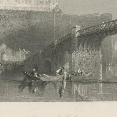 Antique Print of Château d'Amboise by Allen '1833', close-up 2