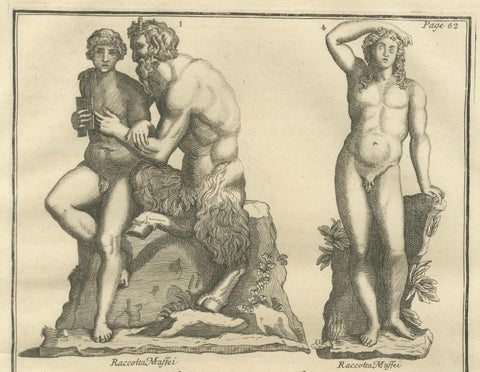 Classical Marble Statues, Apollo and Nude Figures, Montfaucon Antiquity, 1721, close-up 1