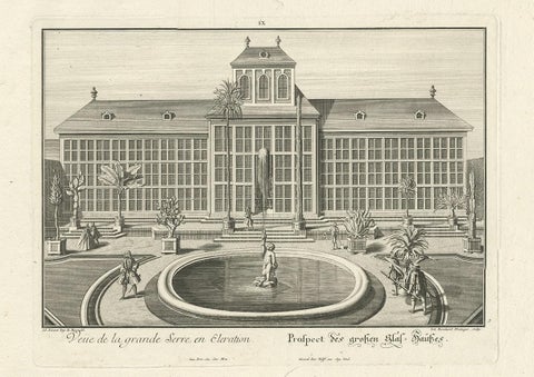 Antique Print of the Large Glass House by Wolff '1738', view 2