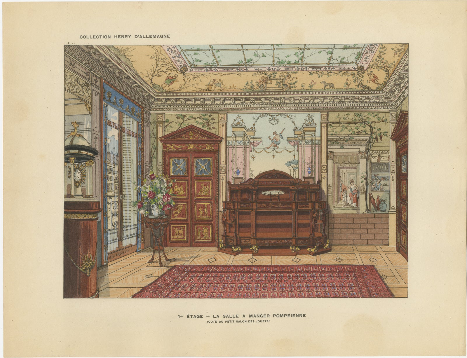 Pompeian Elegance: A Grand Neoclassical Dining Room Interior, 1900