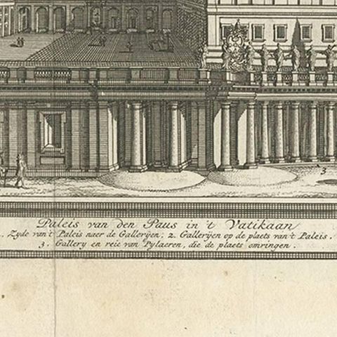 Antique Print of the Apostolic Palace in Rome by M. de Bruyn, 1779, close-up 2
