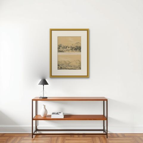 Selefke, Views of the Basilica and Citadel in Cilicia, Asia Minor by de Labode, shown framed on a wall, true to size