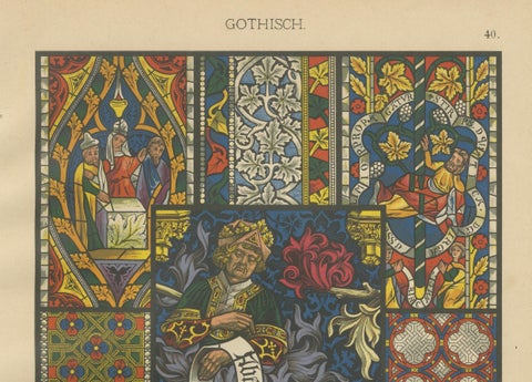 Gothic Decorative Art Prints: Stained Glass, Sculpture and Textile Motifs 1887, close-up 5
