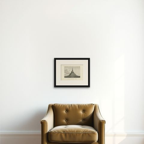 Antique Print of the Golden Temple at Pegu by Symes (1800), shown framed on a wall, true to size