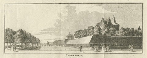 Antique Print of Loevestein Castle by Tirion, 1749, close-up 1