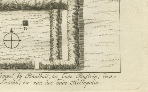Ancient Temple and Ruin Plans, Egypt, Baalbek, Bubastus, Heliopolis 1776, close-up 1