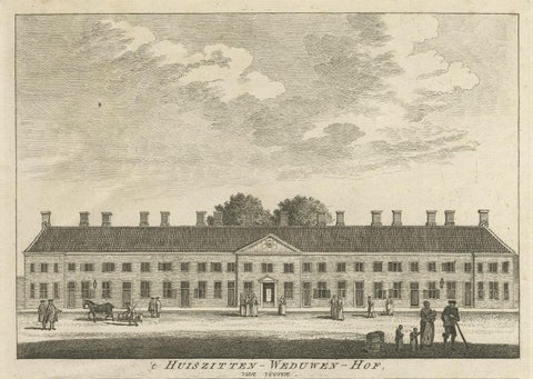 Antique Print of a Widows House in Amsterdam, The Netherlands, c.1760, close-up 1