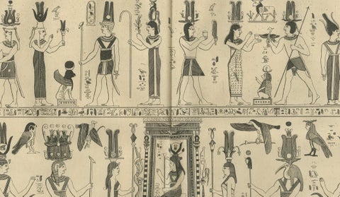 Bembine Tablet of Isis Engraving from Montfaucon Antiquity Explained, 1721, close-up 1