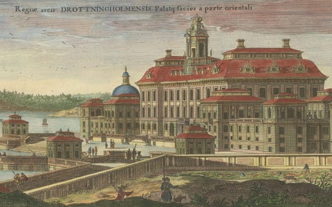 Drottningholm Palace in Sweden: East and West Views by Dahlbergh, 1707, close-up 4