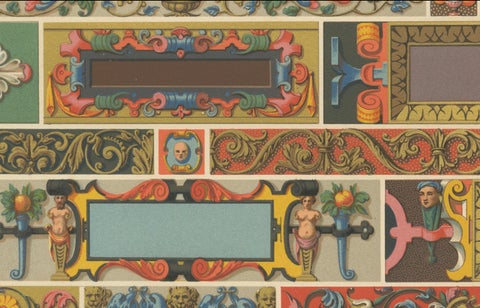 16th Century Renaissance Borders, Ornamental Panels, Plate LXXI, 1869, close-up 5