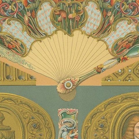 Pl. 96 Antique Print of XVIIIth Century Ornaments by Racinet (c.1890), close-up 1