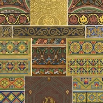 Set of Three Medieval & Renaissance Ornament Chromolithographs, c.1873, close-up 1