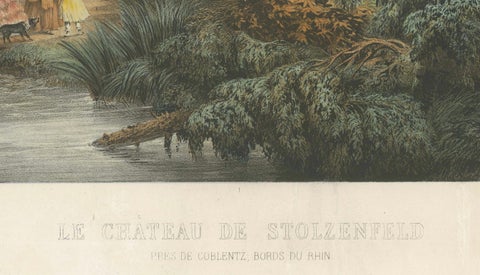 The Castle of Stolzenfels on the Rhine, Large Chromolithograph, 1840, close-up 3