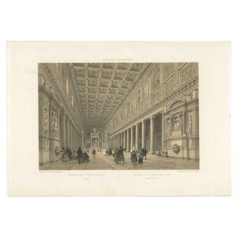 Basilica of Santa Maria Maggiore Interior, Rome, Benoist 1869 Lithograph