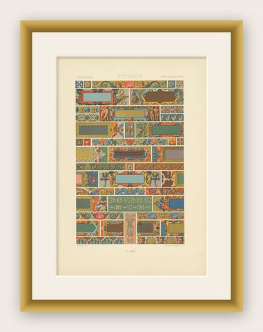 XVIth Century Chromolithograph Print, Decorative Arts, Circa 1890, shown framed