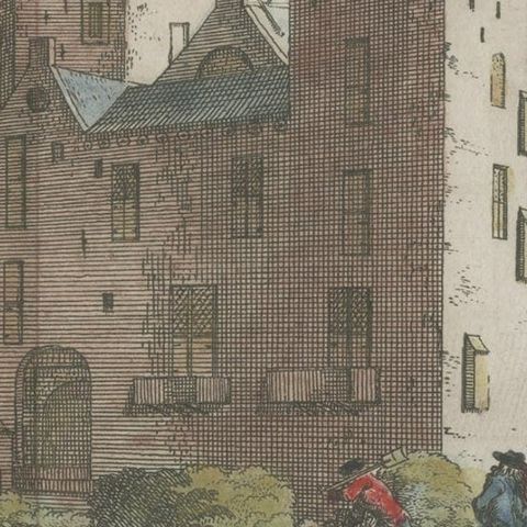 Antique Handcolored Print of Heusden, Castle in the Netherlands, circa 1730, close-up 3